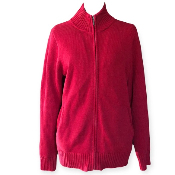 L.L Bean Vintage Red Zip Up Jacket | Sweater - Picture 1 of 4